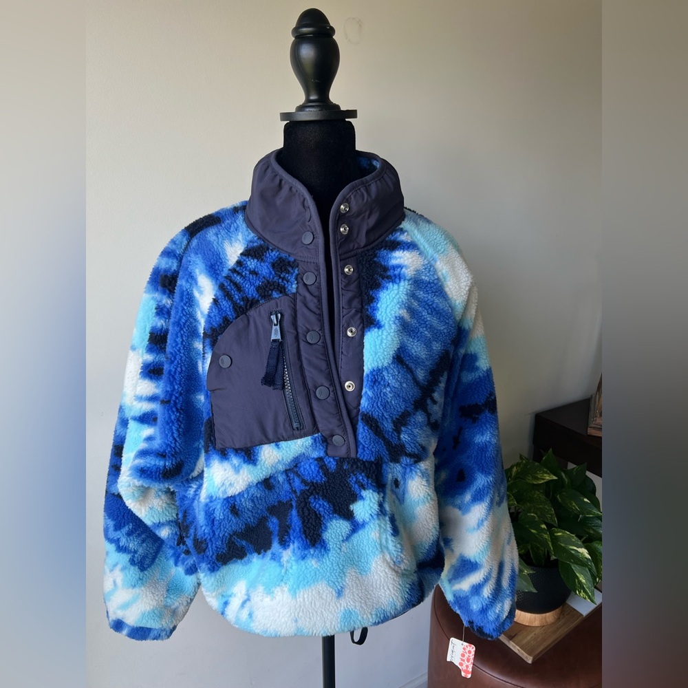 NWT Free People FP Movement Rocky Ridge Pullover Jacket Ocean Tie Dye